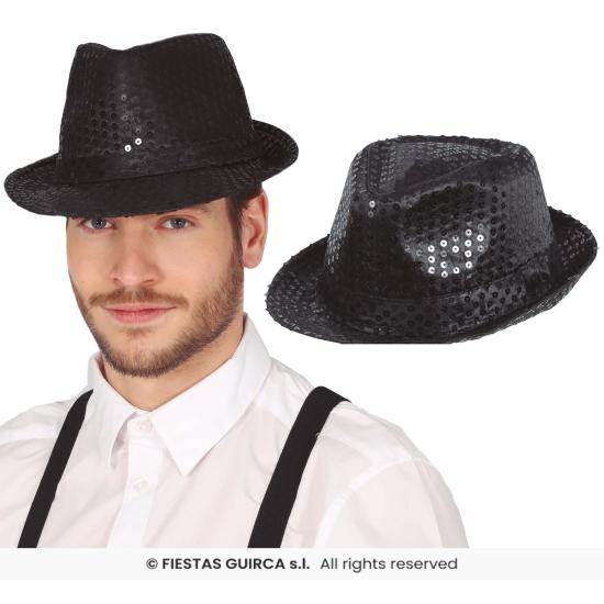 Chapéu de gangster com lantejoulas para adultos