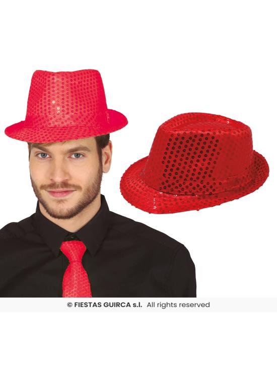 Chapéu de gangster com lantejoulas para adultos