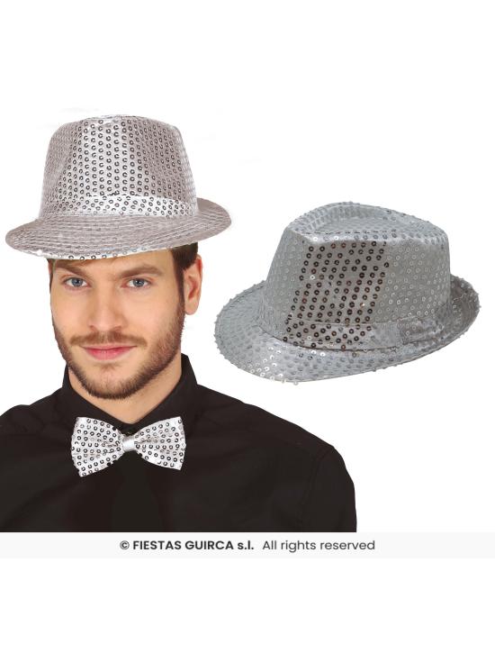 Chapéu de gangster com lantejoulas para adultos