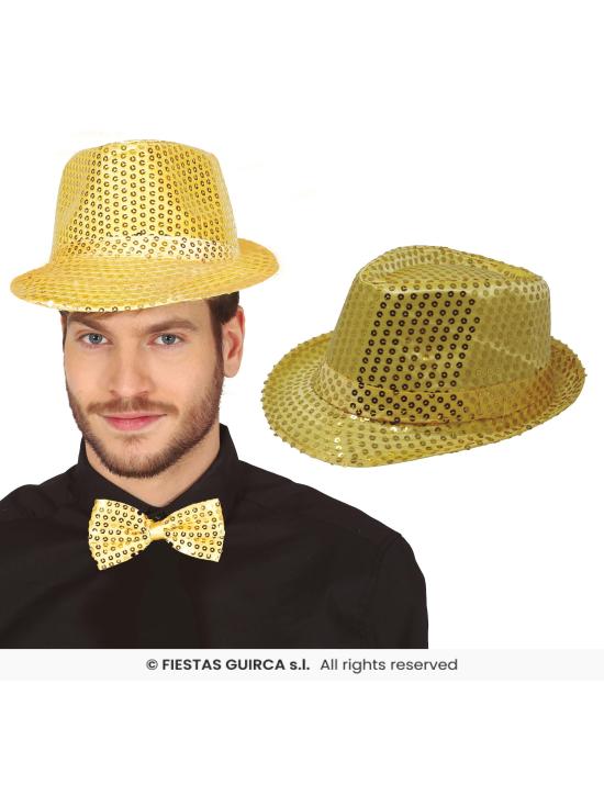 Chapéu de gangster com lantejoulas para adultos