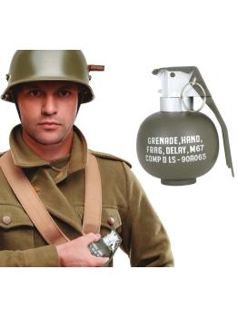 Granada com Luz e Som 10 cm – Acessório Militar Realista para Fantasias de Soldados e Temas de Guerra