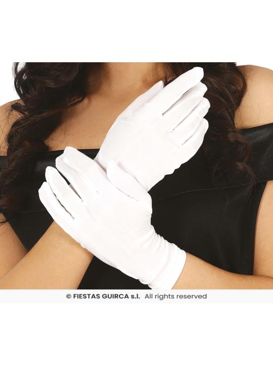 Luvas de Tecido Branco 20 cm – Acessório de Fantasia