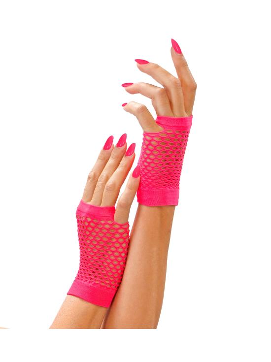 Luvas sem dedos vermelhas fluorescentes rosa