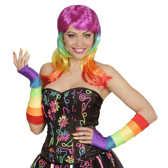 Luvas sem dedos arco-íris 33 cm