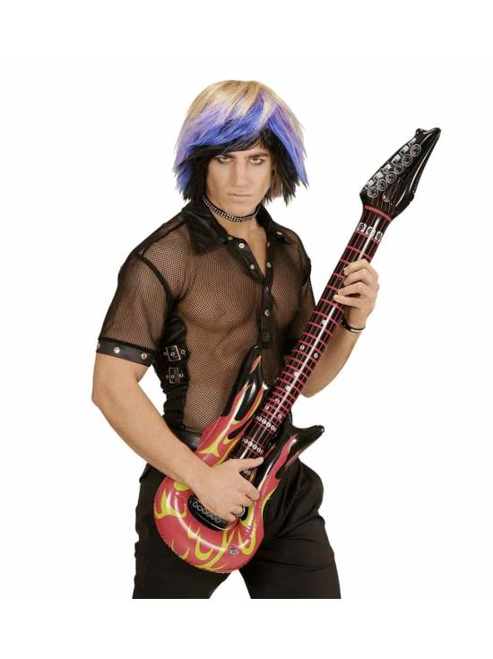 Guitarra inflável com relâmpago.
