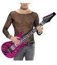 Guitarra inflável zebra rosa 107 cm.