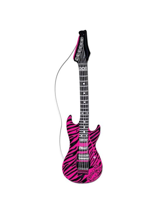 Guitarra inflável zebra rosa 107 cm.