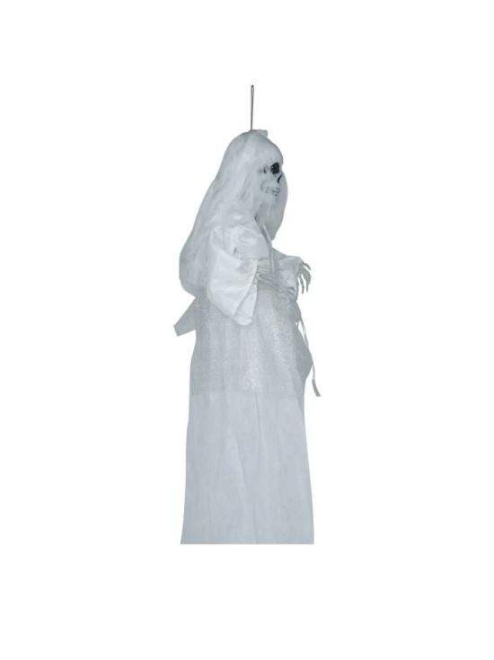 Boneca de noiva esqueleto de Halloween com luz e som 90 cm