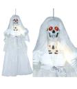 Boneca de noiva esqueleto de Halloween com luz e som 90 cm