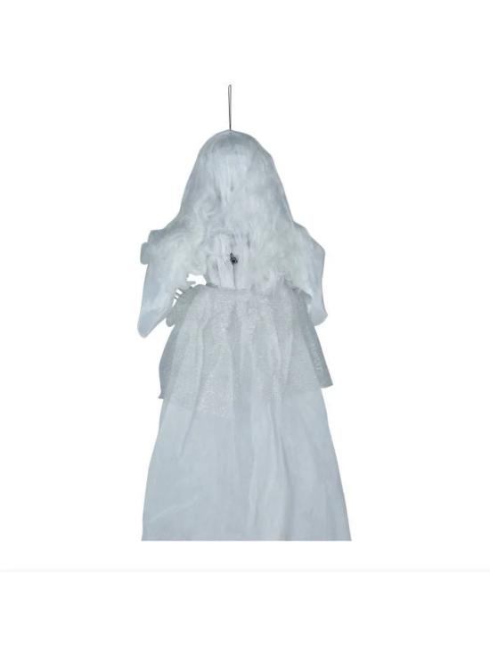 Boneca de noiva esqueleto de Halloween com luz e som 90 cm