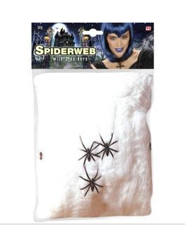 Teia de aranha branca, 50g, 3 aranhas