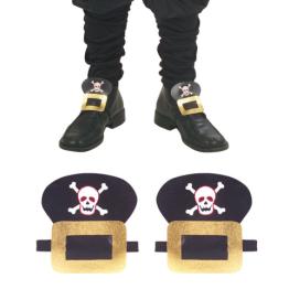 Fivelas de sapatos de pirata em couro sintético