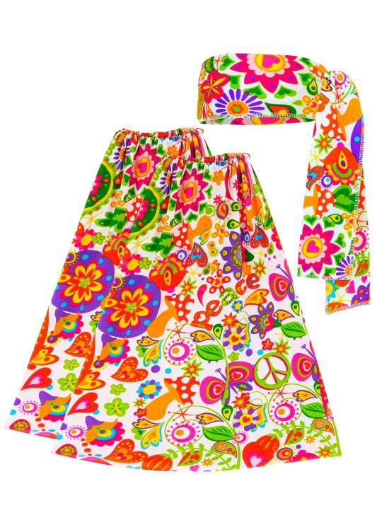Conjunto Hippie anos 60/70, faixa de cabeça e manoplas, hippie, reggae, flower power