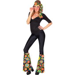 Conjunto Hippie anos 60/70, faixa de cabeça e luvas de flores, hippie, reggae, flower power