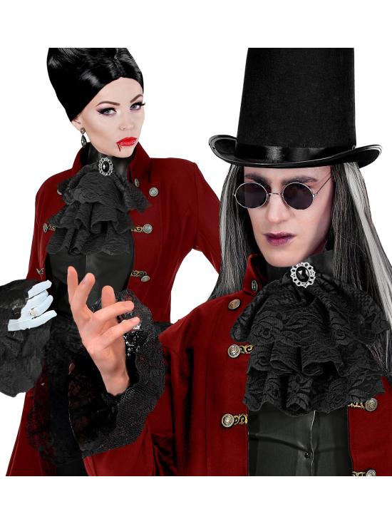 Jabot com pulseiras de pedras e rendas – acessório de traje