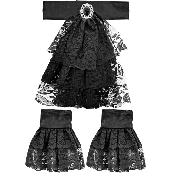 Jabot com pulseiras de pedras e rendas – acessório de traje