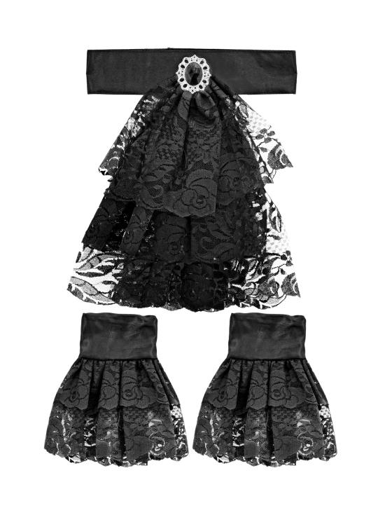 Jabot com pulseiras de pedras e rendas – acessório de traje