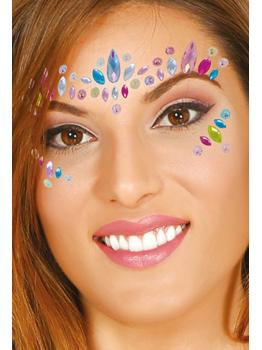 Joias faciais adesivas coloridas