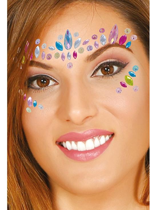Joias faciais adesivas coloridas