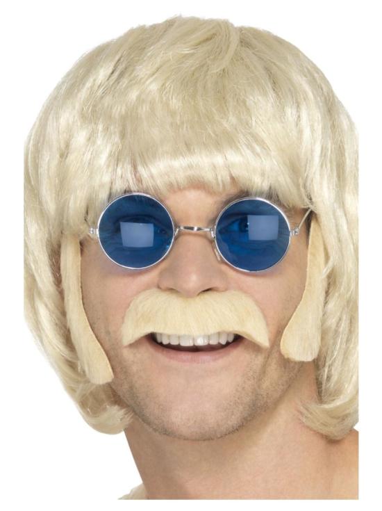 Kit de bigode e costeletas adesivas dos anos 70