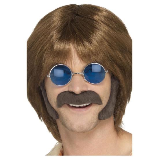 Kit de bigode e costeletas adesivas dos anos 70