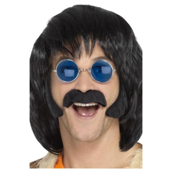Kit de bigode e costeletas adesivas dos anos 70