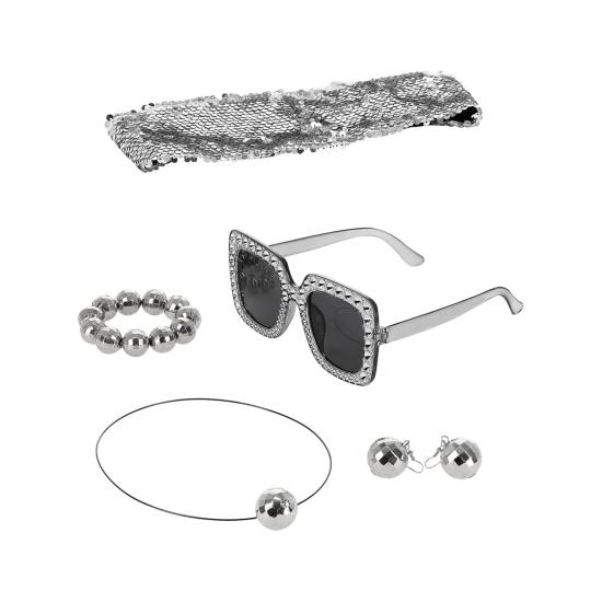 Kit de joias de bola de discoteca dos anos 70