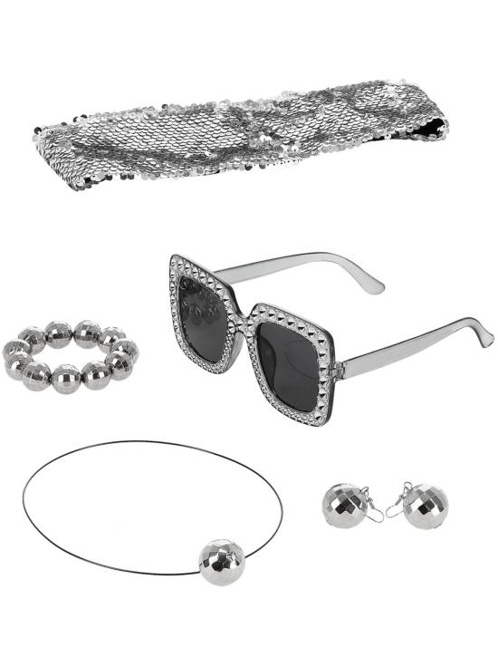 Kit de joias de bola de discoteca dos anos 70