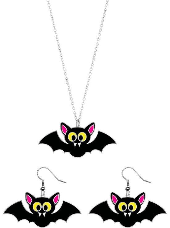 Conjunto de Colar e Brincos de Morcego para Halloween