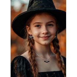 Conjunto de Colar e Brincos de Morcego para Halloween