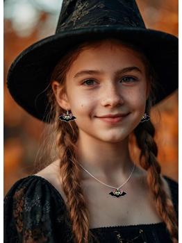 Conjunto de Colar e Brincos de Morcego para Halloween