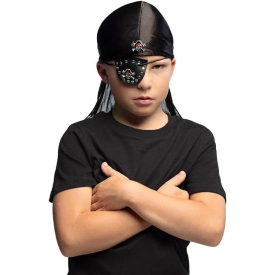 Conjunto Mestre Pirata (bandana e tapa-olho)