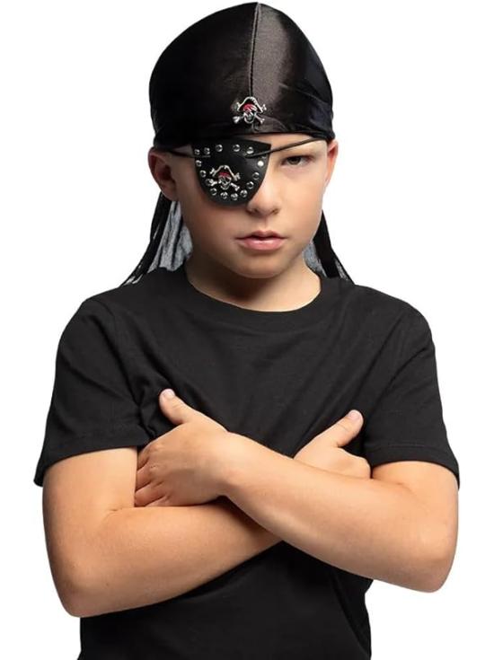 Conjunto Mestre Pirata (bandana e tapa-olho)