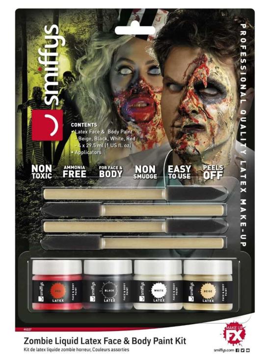 Kit zumbi aterrorizante com látex líquido luxuoso