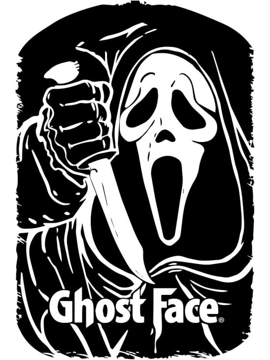 Kit para esculpir abóboras com o rosto do Fantasma (Ghost Face) e 6 moldes.