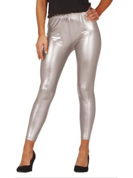Legging metálica prateada