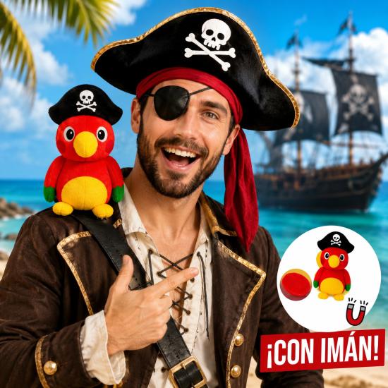 Papagaio magnético para ombro, ideal para fantasia de pirata.