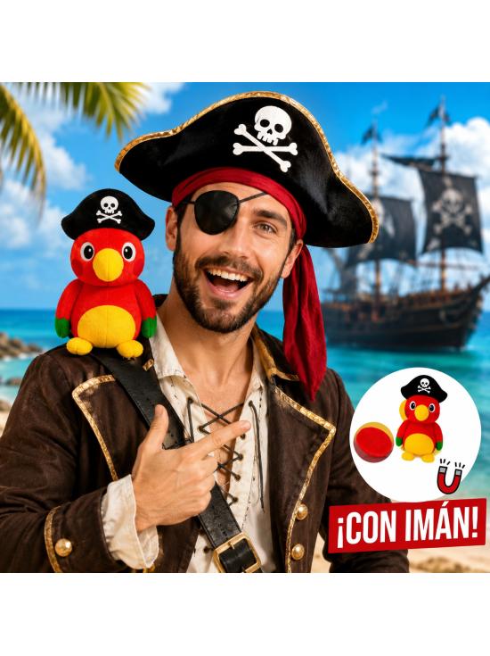 Papagaio magnético para ombro, ideal para fantasia de pirata.