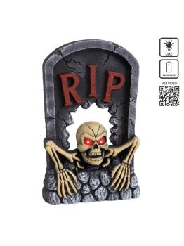 Lápide animada com luz, som e movimento para o Halloween – 55 cm