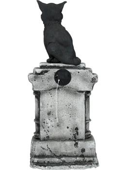 Lápide com Gato Luminoso e Sonoro (90x40 cm) - Decoração de Halloween para Festas e Comemorações - Ideal para Ambientes Aterrorizantes e Cenários Assustadores - Cinza e Preto