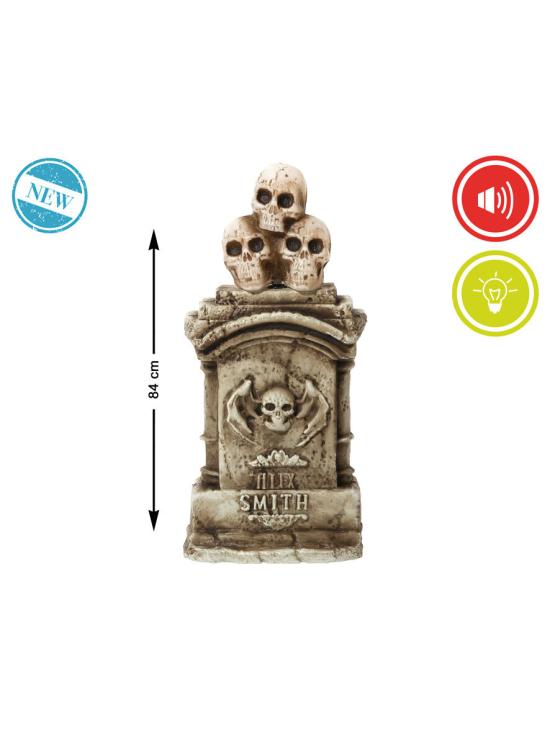 Lápide de 84 cm com luz, som e movimento - Decoração de Halloween