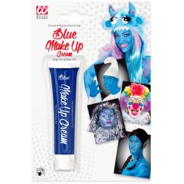 Tubo facial de maquiagem azul claro.