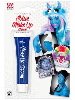 Tubo facial de maquiagem azul claro.