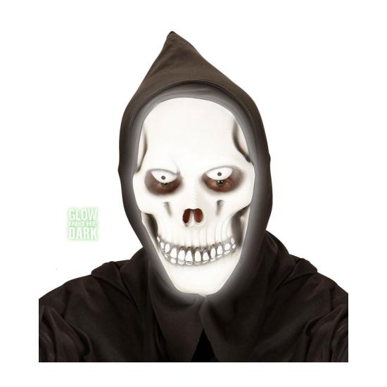 Máscara branca com capuz brilha no escuro Máscara branca com capuz brilha no escuro