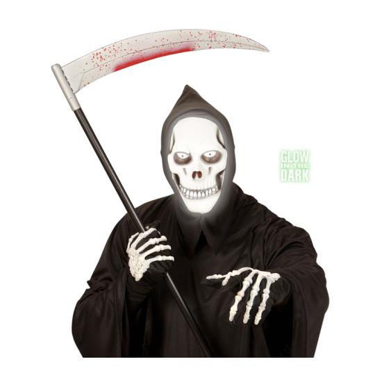 Máscara branca com capuz brilha no escuro Máscara branca com capuz brilha no escuro