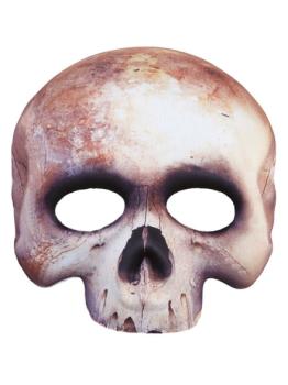 Máscara de caveira sem queixo, feita de tecido.