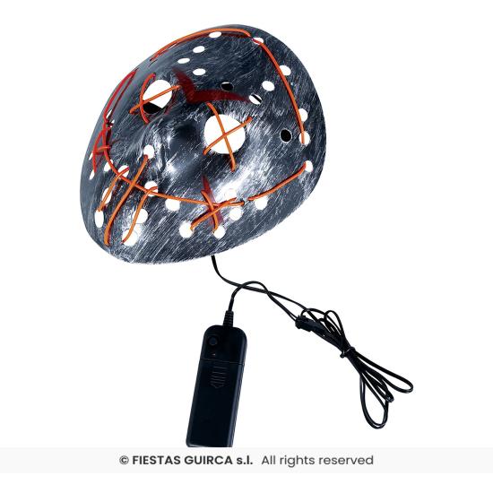 Máscara de hóquei prateada com luz, pvc