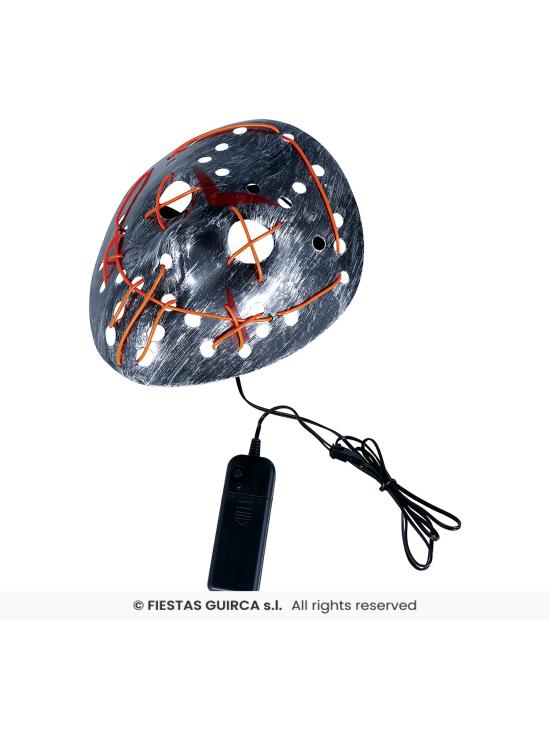 Máscara de hóquei prateada com luz, pvc