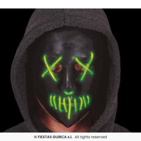 Máscara preta com luz, pvc