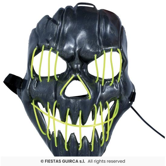 Máscara preta sorridente com luz, pvc